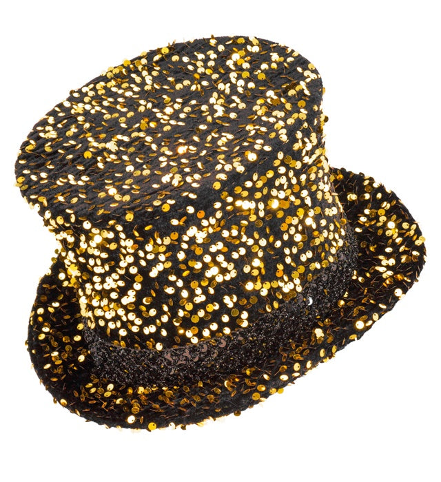 BLACK/GOLD SEQUIN TOP HAT