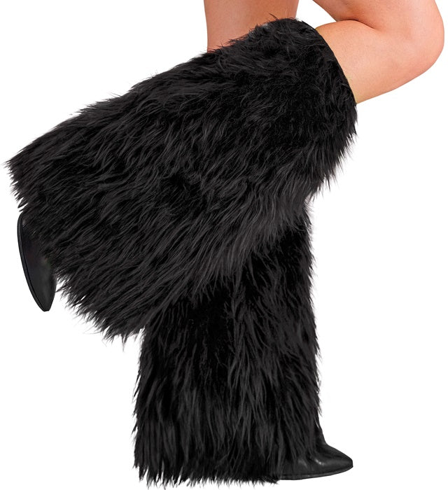 BLACK PLUSH LEG WARMERS