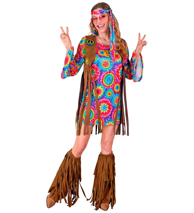 HIPPIE" (DRESS, VEST, HEADBAND, PEACE SIGN NECKLACE)