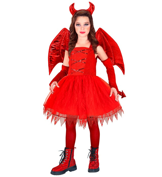 DEVIL" (DRESS, TAIL, WINGS, HORNS, FINGERLESS GLOVES)