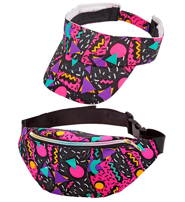 THE 80S FUNKY FASHION- FUNKY BLACK" (VISOR & BELT BAG)
