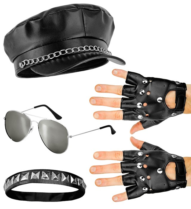 ROCKER/BIKER" (HAT, CHOKER, GLOVES, GLASSES)
