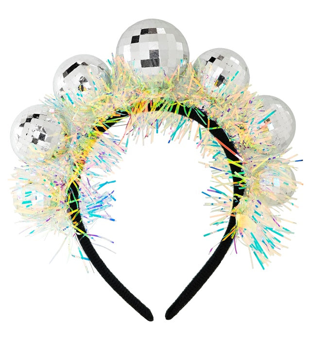 HEADPIECE DISCO BALLS WITH TINSEL