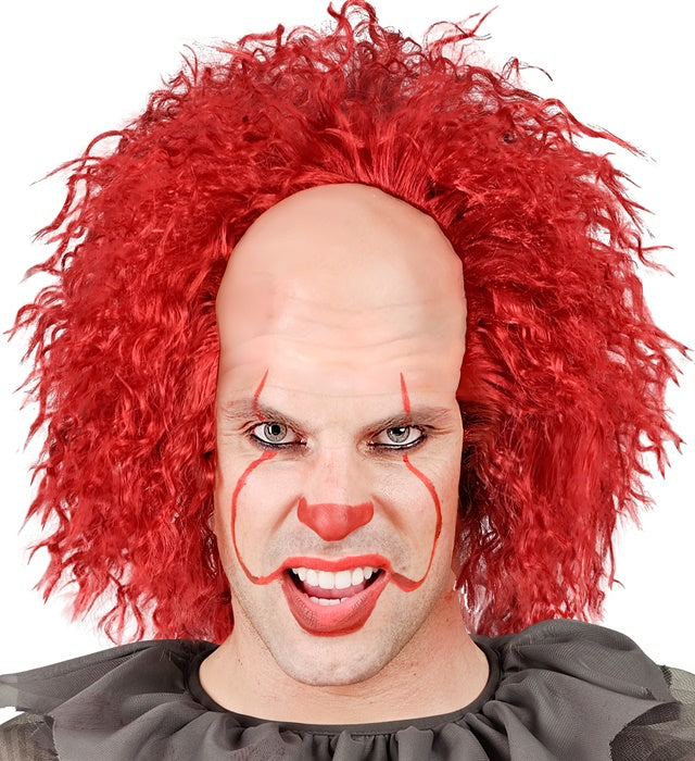 VINTAGE CREEPY CLOWN HEADPIECE WITH RED HAIR" IN BOX