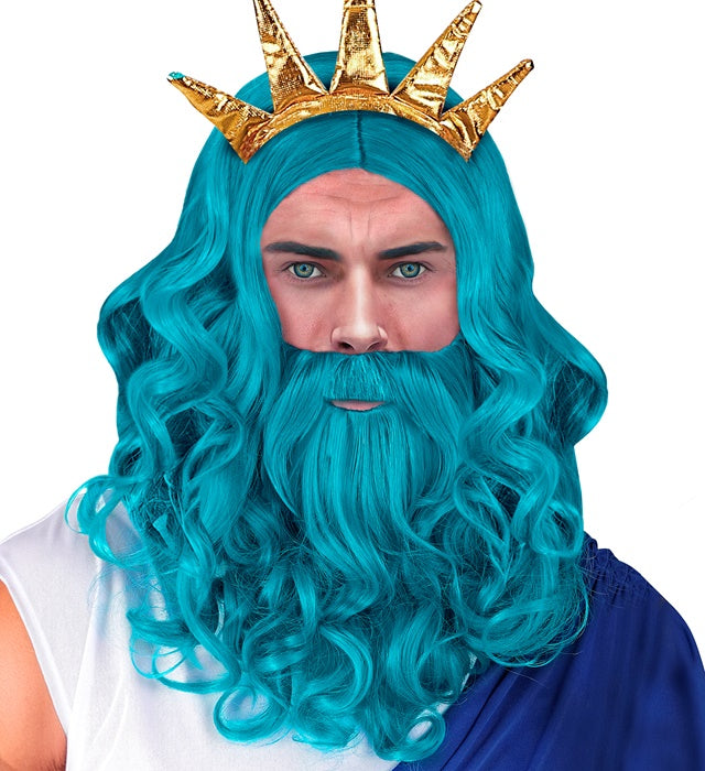 POSEIDON/NEPTUNE WIG WITH BEARD & MOUSTACHE" IN BOX