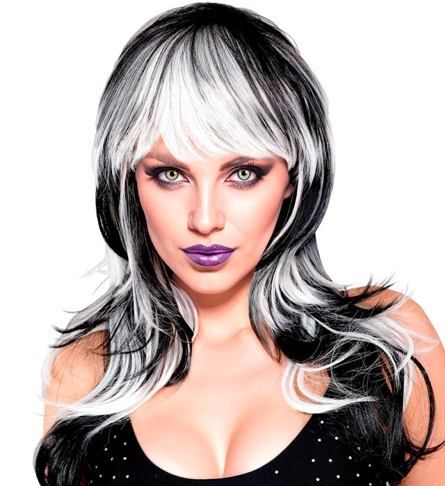 BLACK/WHITE VAMPIRESS WIG" IN BOX