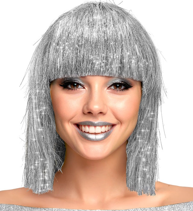 SILVER GLITZY WIG" IN BOX