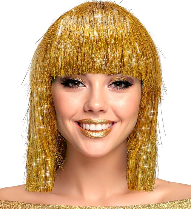 GOLD GLITZY WIG" IN BOX