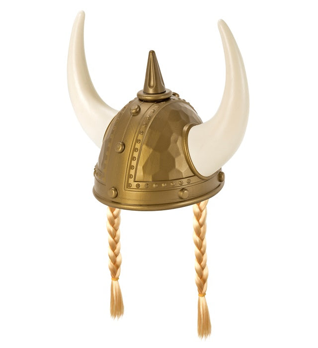 VIKING SPIKED HELMET WITH PLAITS" HARD PLASTIC - ADULT SIZE