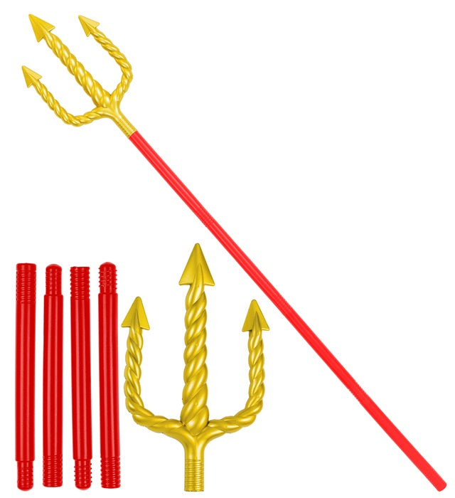 COLLAPSIBLE GOLDEN SPIRAL PITCHFORK" WITH RED STICK - 137 CM