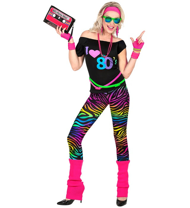 THE 80S FASHION" (SLEEVELESS T-SHIRT, LEGGINGS, LEG WARMERS, HEADBAND, 2 WRISTBANDS)
