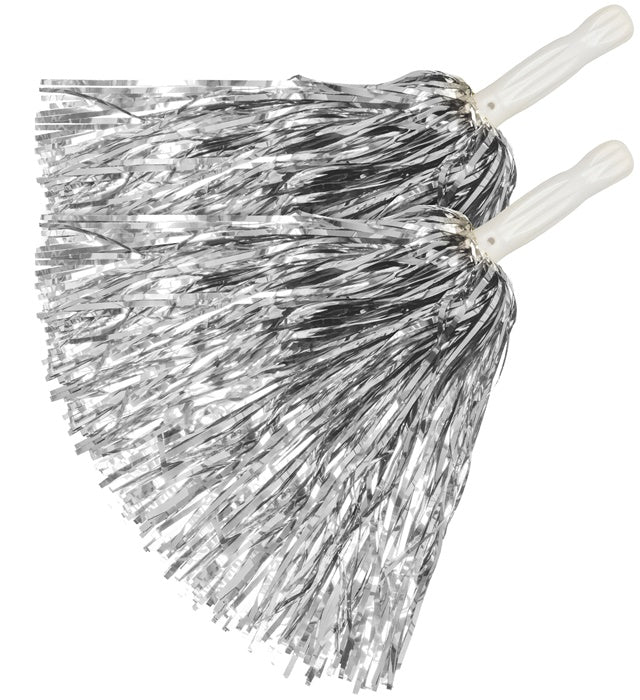 SET OF 2 SILVER POM POMS