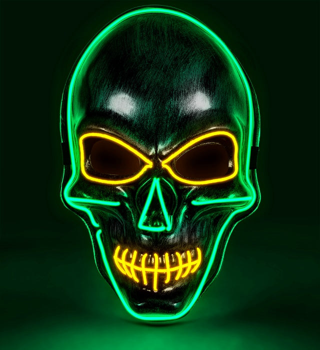 COLORED LED SILVER SKULL MASK