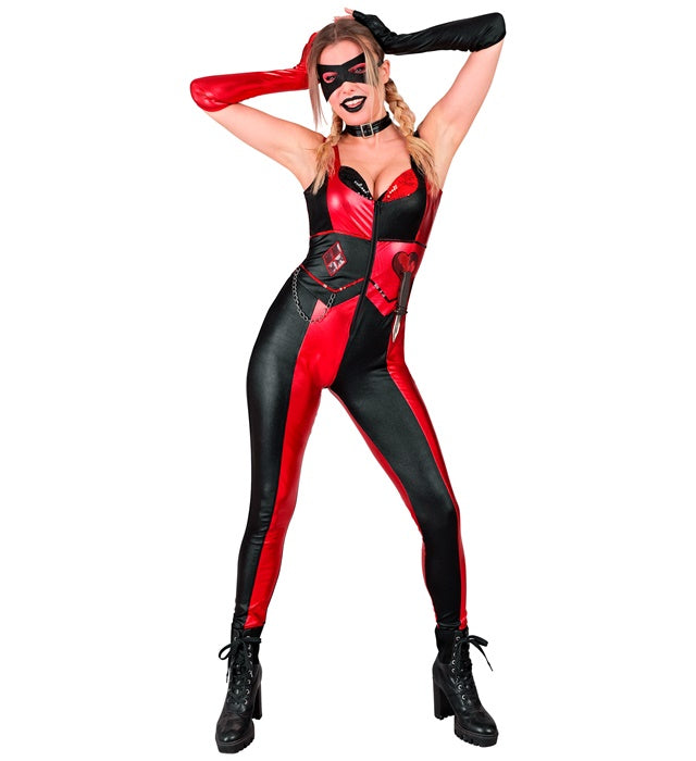 EVIL HARLEQUIN" (JUMPSUIT, CHOKER, EYEMASK, FINGERLESS GLOVES, KNIFE)