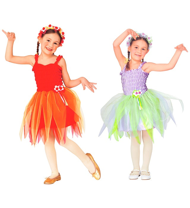 FAIRY BALLERINA" RED & LILAC ASS. (DRESS, HEADBAND WITH FLOWERS)