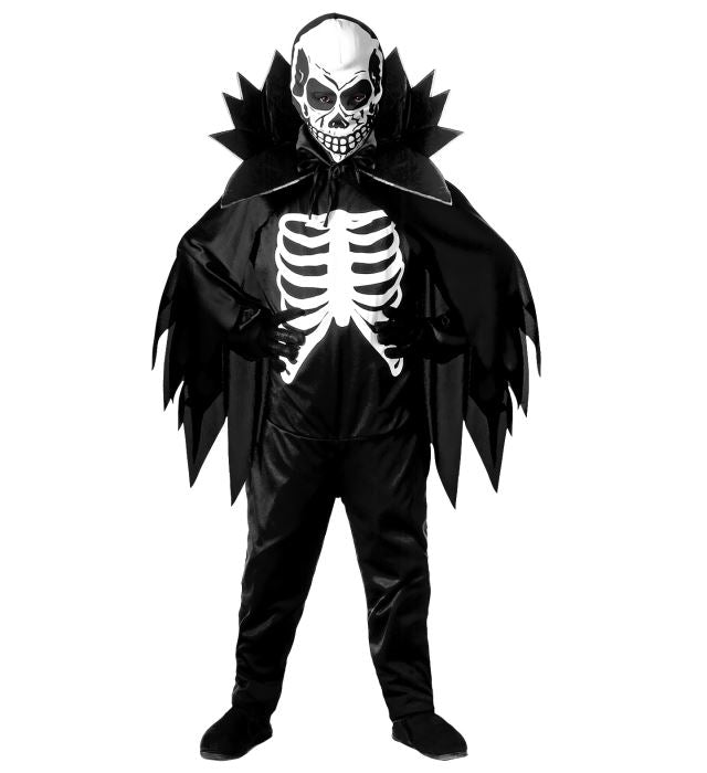 SKELETON" (JUMPSUIT, CAPE WITH STAND-UP COLLAR, MASK)