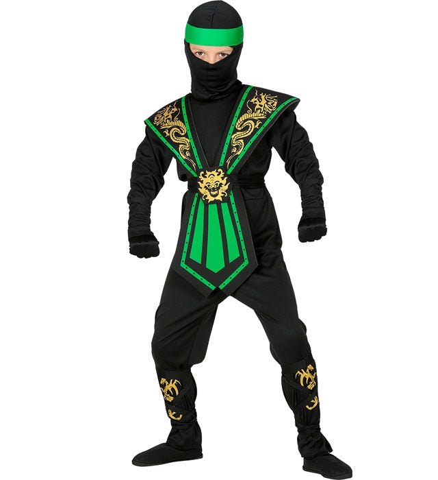 GREEN KOMBAT NINJA" (JUMPSUIT, CHESTPIECE, BELT, ARM AND LEGTIES, MASK, HEADBAND)