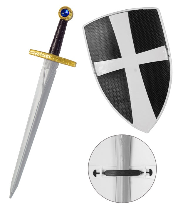 BLACK CRUSADER SHIELD & SWORD" SWORD 49 CM, SHIELD 19 CM