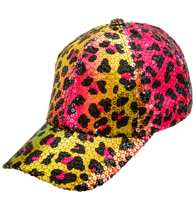 RAINBOW ANIMALIER LEOPARD SEQUIN CAP