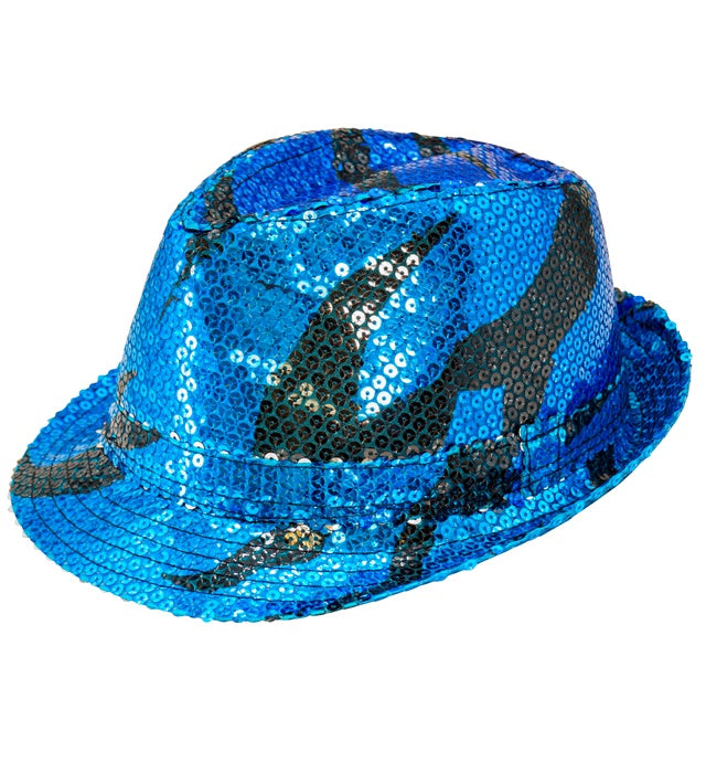 BLUE WAVES SEQUIN FEDORA