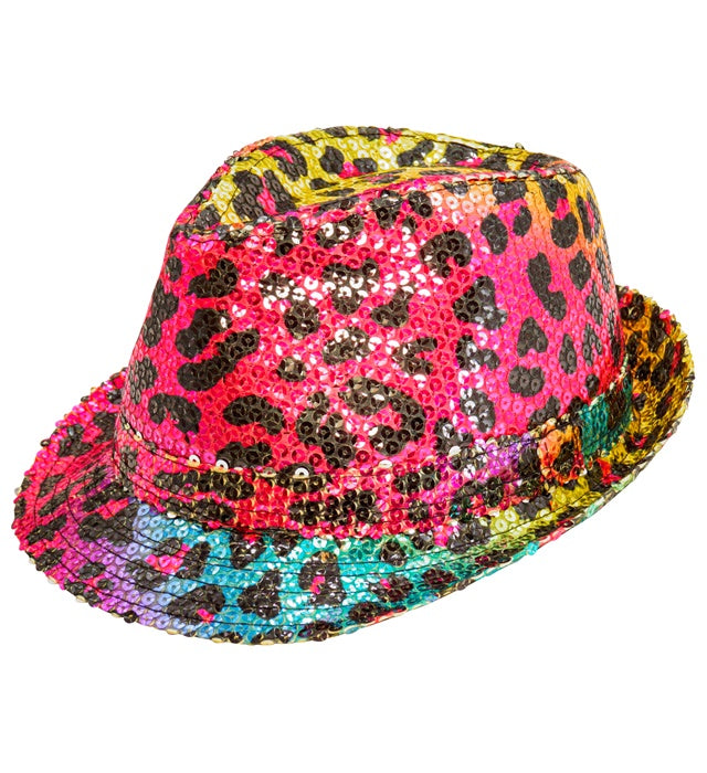 RAINBOW ANIMALIER LEOPARD SEQUIN FEDORA