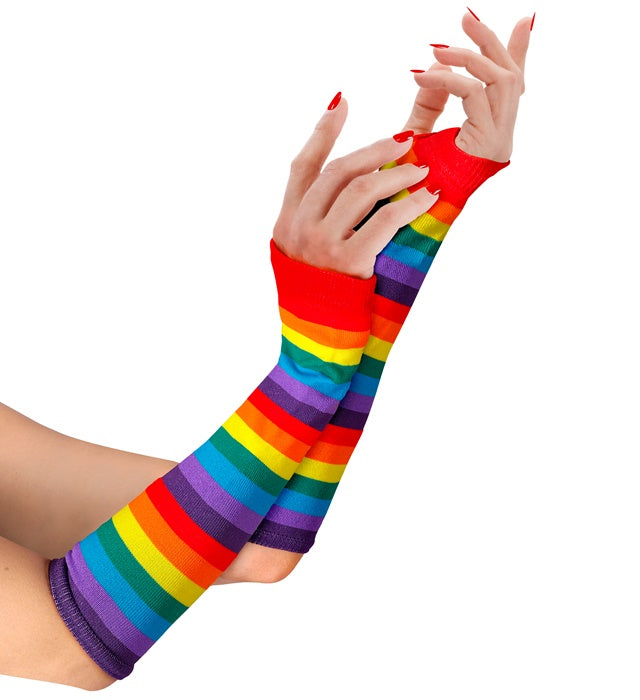 RAINBOW FINGERLESS GLOVES" 33 CM