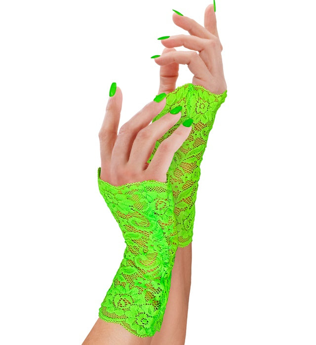 NEON GREEN LACE GLOVES