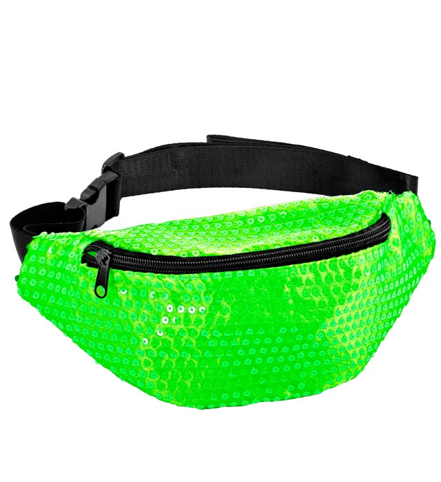 NEON GREEN SEQUIN BELT BAG