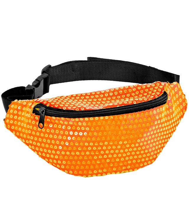 NEON ORANGE SEQUIN BELT BAG