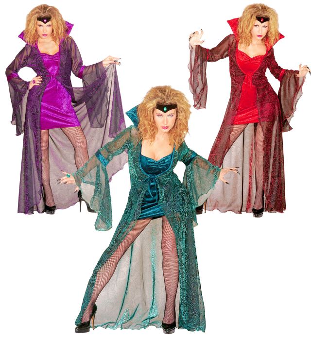 MYSTIC MISTRESS" 3 COLORS ASS. (DRESS, ROBE, HEADBAND WITH GEM)