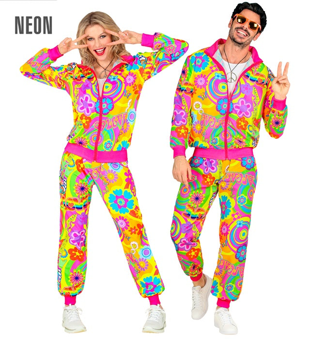 NEON GROOVY LOVE HIPPIE PARTY FASHION TRACKSUIT" (JACKET, PANTS)