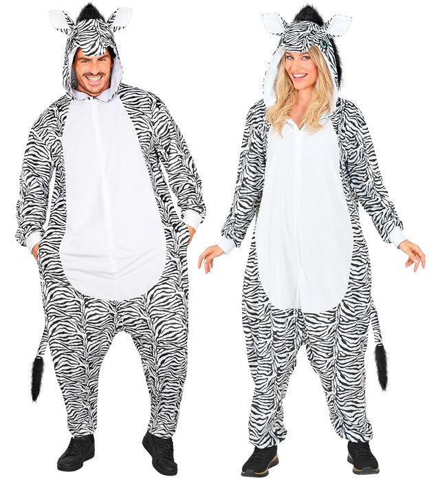 PLUSH ONESIE ZEBRA" (HOODED JUMPSUIT)