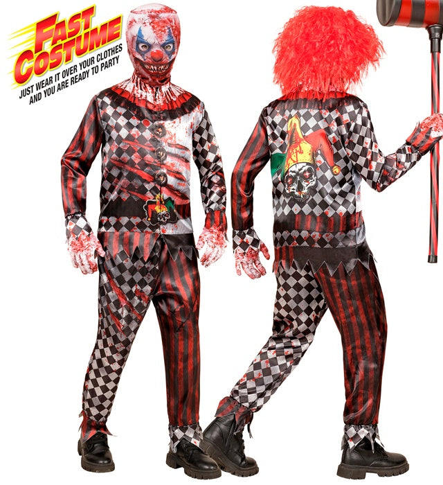 EVIL CLOWN FAST COSTUME" (JACKET, PANTS, GLOVES, MASK)