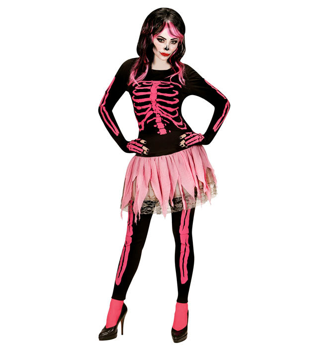 PINK SKELETON" (SHIRT, PANTS, TUTU, FINGERLESS GLOVES)
