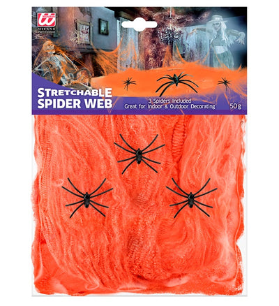 "50 G ORANGE SPIDERWEB WITH 3 SPIDERS"