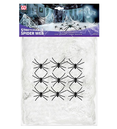 "200 G WHITE SPIDERWEB WITH 9 SPIDERS"