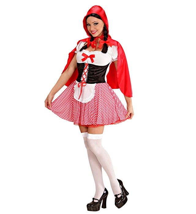RED CAPELET" (DRESS WITH SEWN-IN PETTICOAT, CORSET, APRON, HOODED CAPELET)