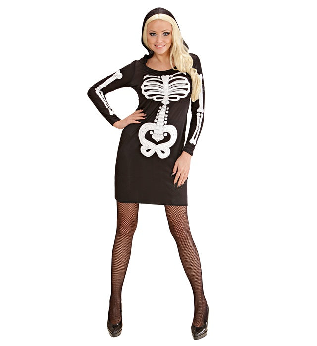 GLAM SKELETON GIRL" (HOODED DRESS)