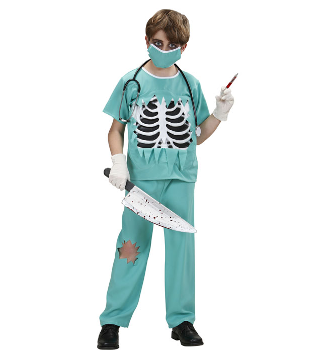 SCARY SURGEON" (SHIRT WITH BONES CHEST, PANTS, FACE MASK)