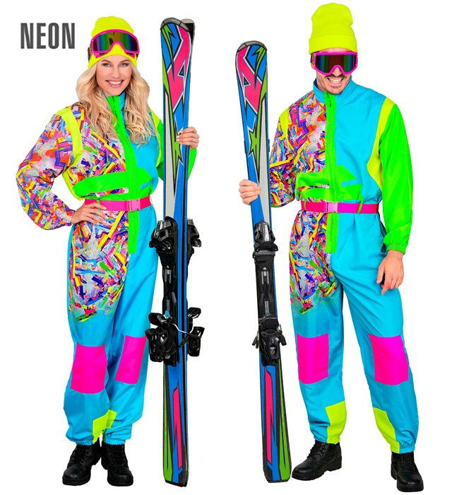 NEON AZURE-GREEN SKI SUIT" (OVERALLS, BELT)