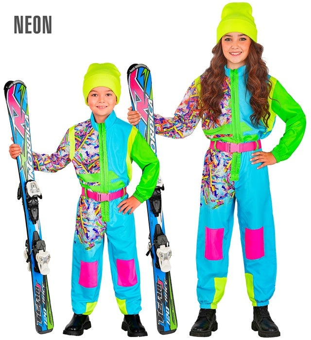 NEON AZURE-GREEN SKI SUIT" (OVERALLS, BELT)