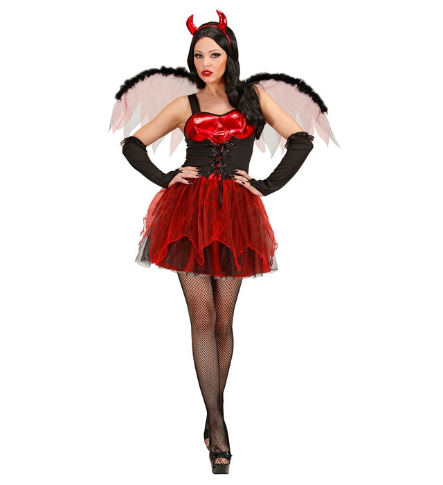 DEVIL" (DRESS, WINGS, FINGERLESS GLOVES, HORNS)