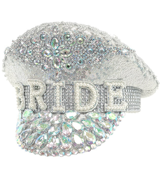 HAT FESTIVAL BRIDE WITH JEWELS GLITTER SILVER