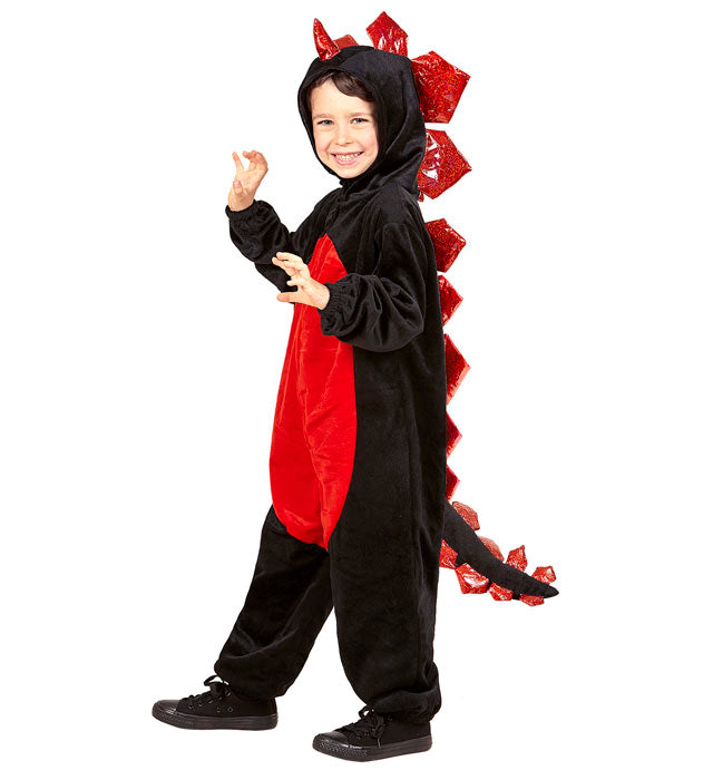 PLUSH BLACK DINOSAUR" (HOODED JUMPSUIT)