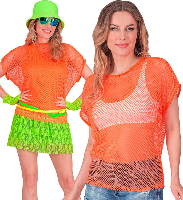 NEON ORANGE NET T-SHIRT