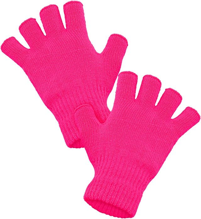 NEON PINK FINGERLESS GLOVES