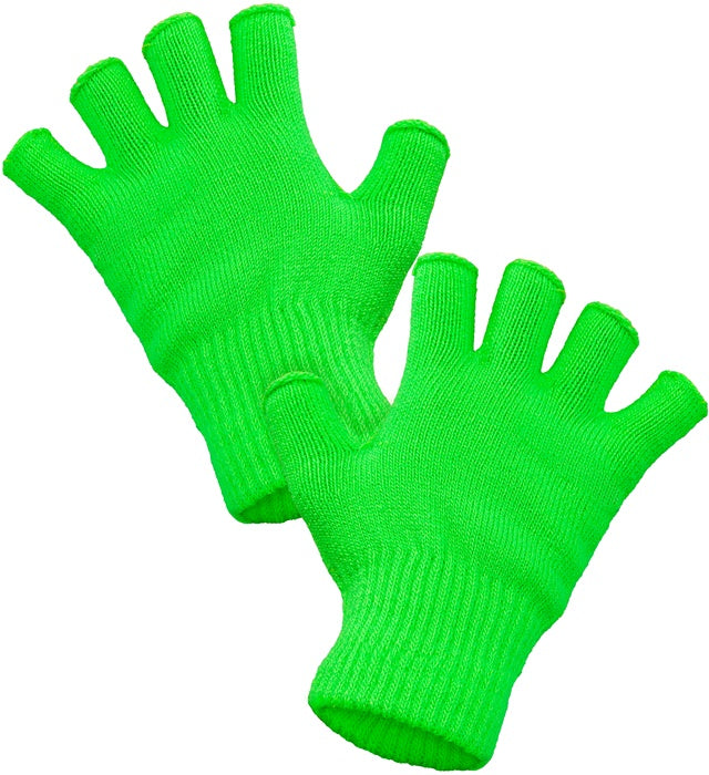 NEON GREEN FINGERLESS GLOVES