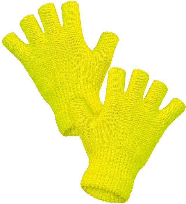 NEON YELLOW FINGERLESS GLOVES