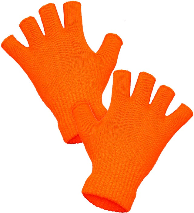 NEON ORANGE FINGERLESS GLOVES