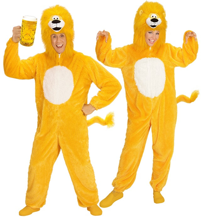 YELLOW LION IN SOFT PLUSH" (HOODED JUMPSUIT WITH MASK)